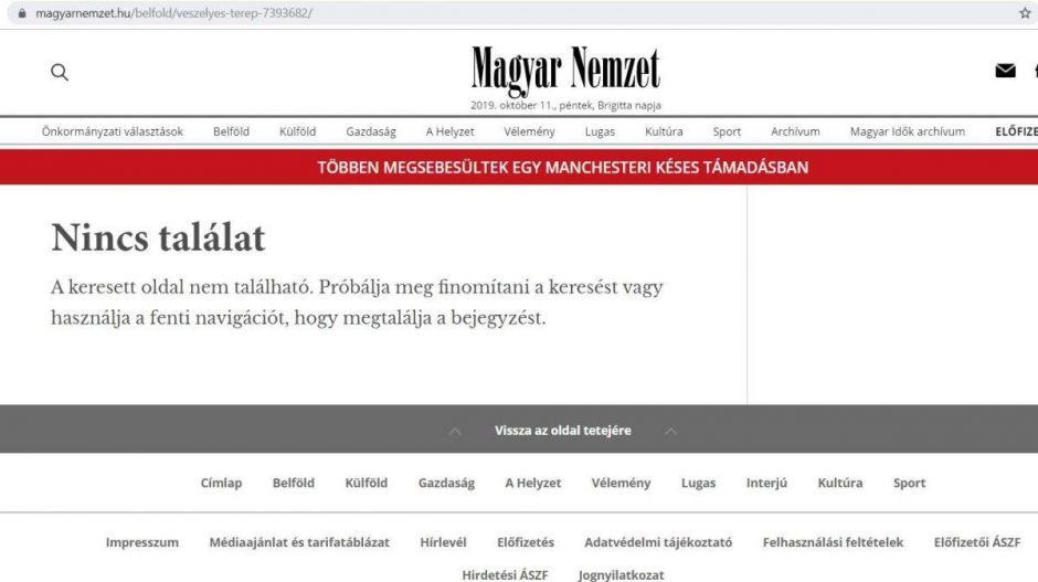 Eltűnt a Magyar Nemzet oldaláról a Borkait elítélő cikk