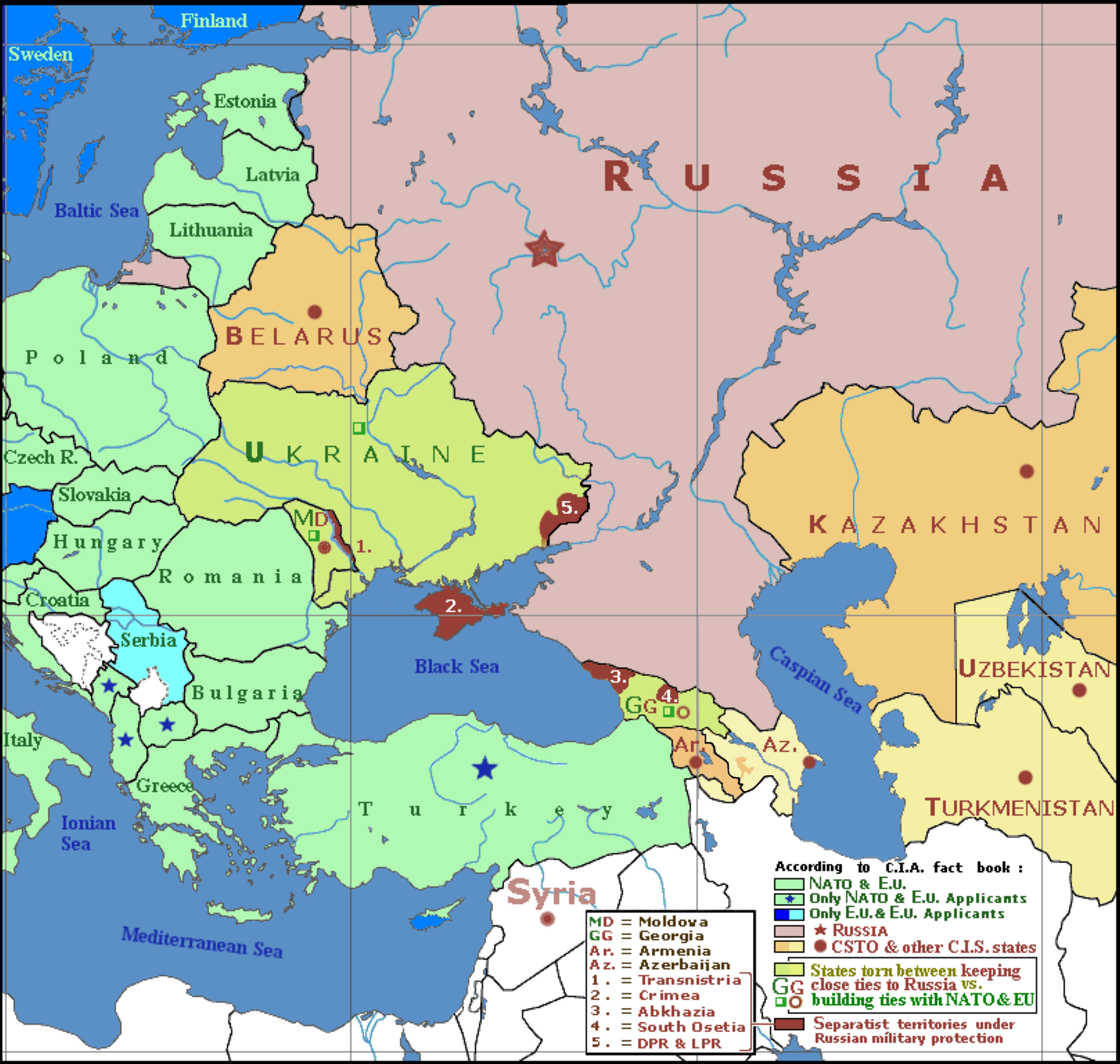Az egykori szovjetunió területi konfliktusai: ahogy a képen látható, egyedül az örmány-azeri balhét nem Oroszország fűti.