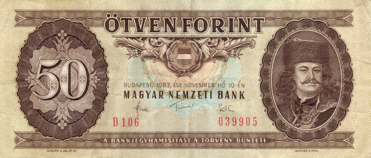 II. Rákóczi Ferenc szerepelt a legtöbbet forintbankjegyeken, a képen egy 1983-as ötvenforintoson látható.