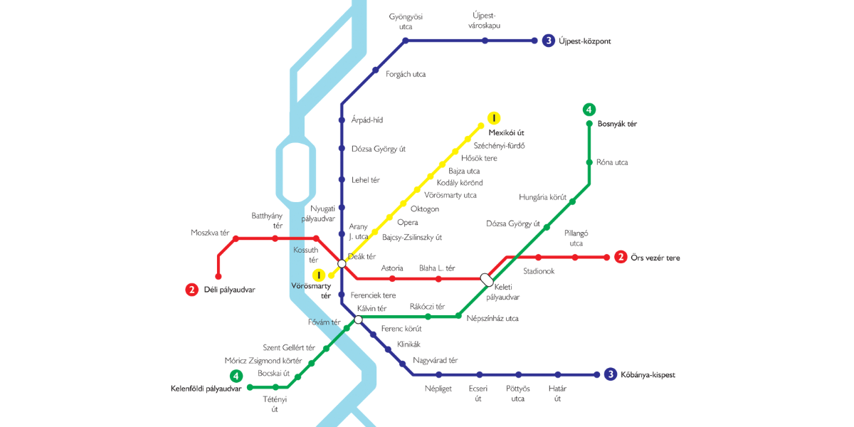 Мапа метрополітену Будапешта