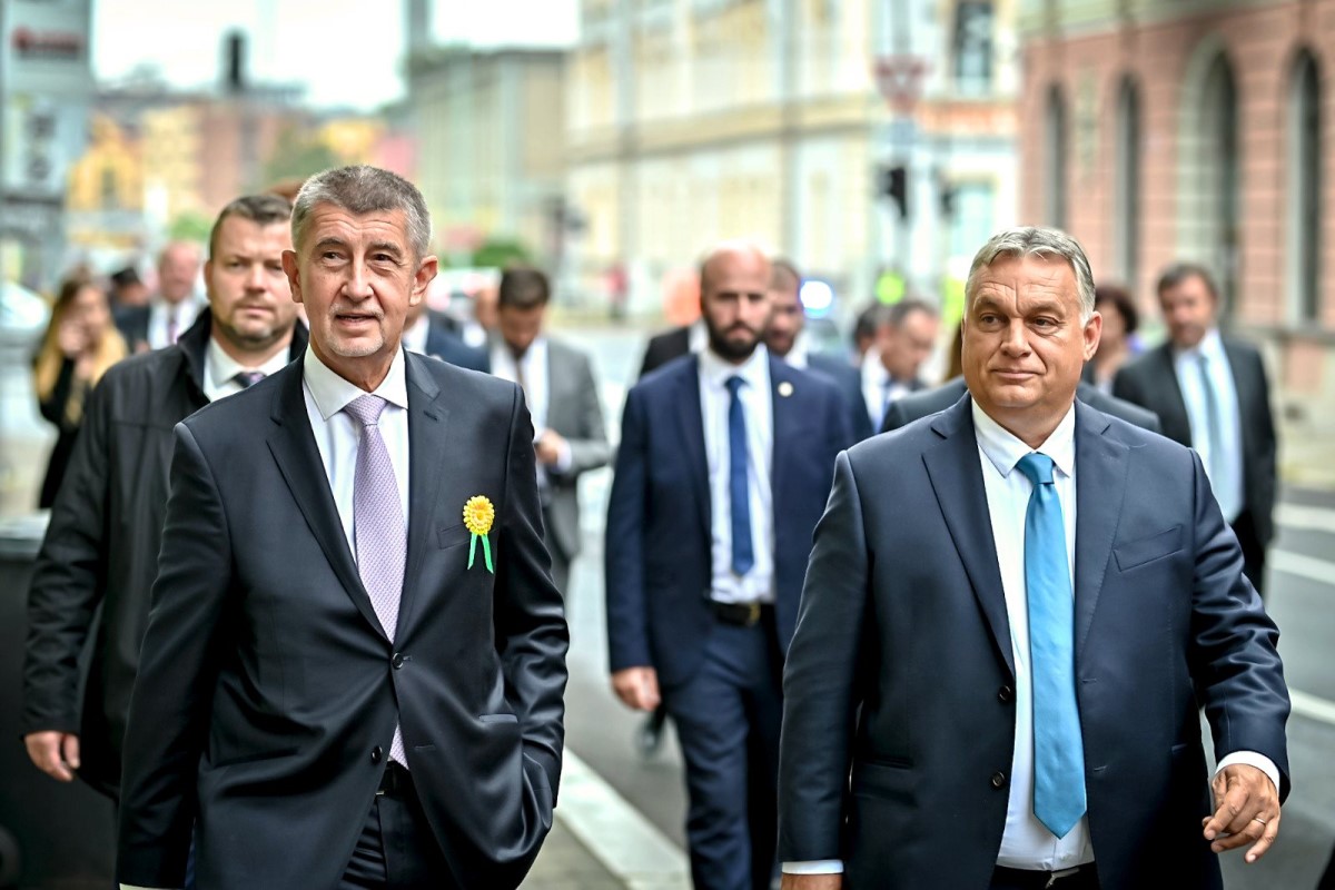 Andrej Babiš és Orbán Viktor 2021. szeptember 29-én Ústí nad Labem-ben.