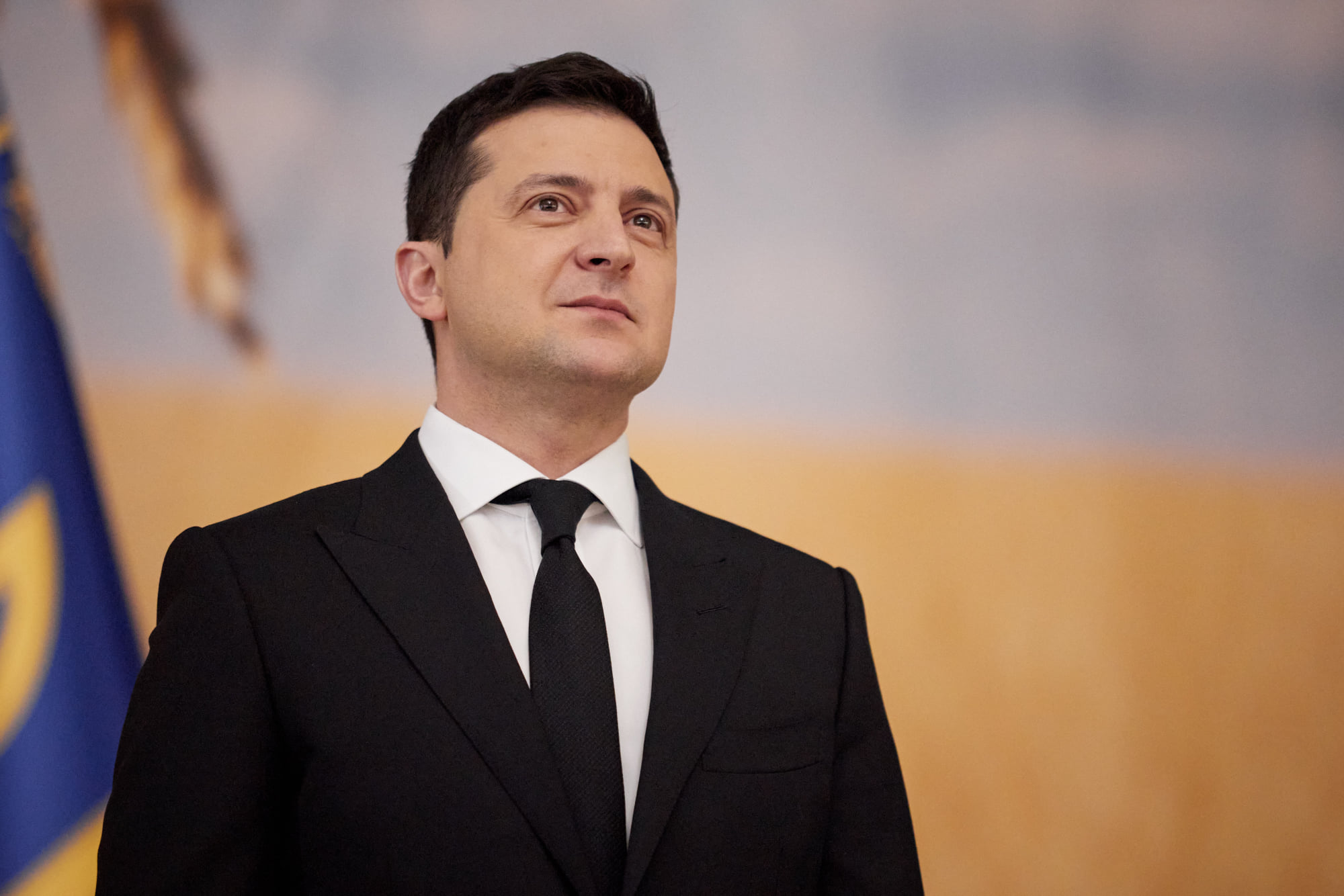 Ukrajna elnöke, Vologyimir Zelenszkij. 2019 óta tölti be a posztját.