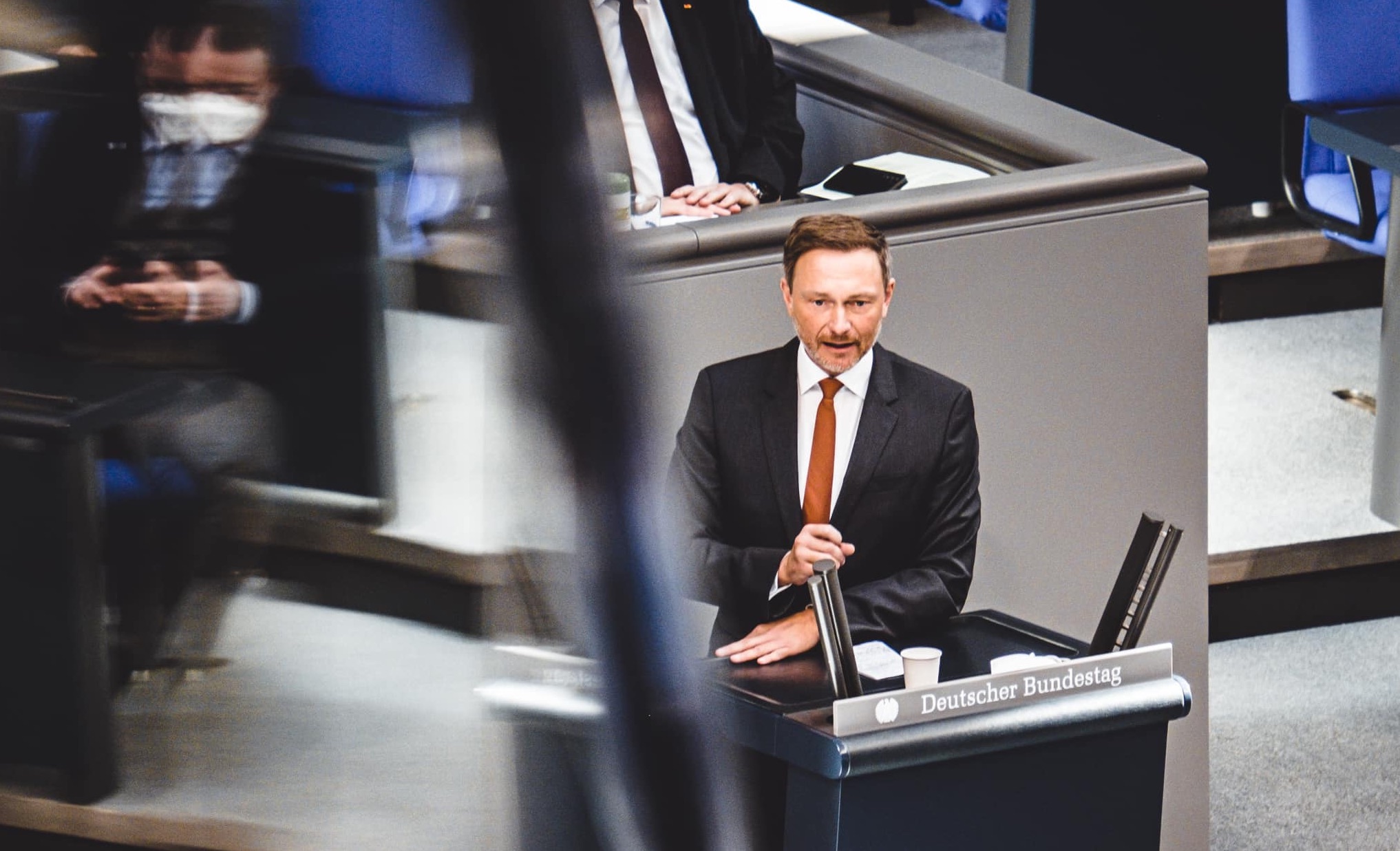 Christian Lindner német pénzügyminiszter szólal fel a Bundestagban még 2022 februárjában.