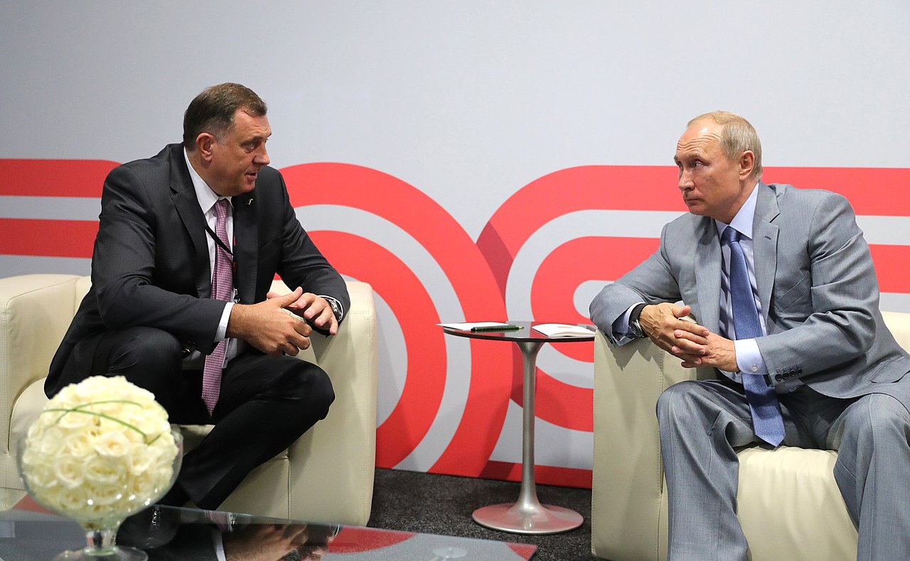 Milorad Dodik a Republika Srpska vezetője és Vlagyimir Putyin orosz elnök találkozója még 2018 szeptemberében.