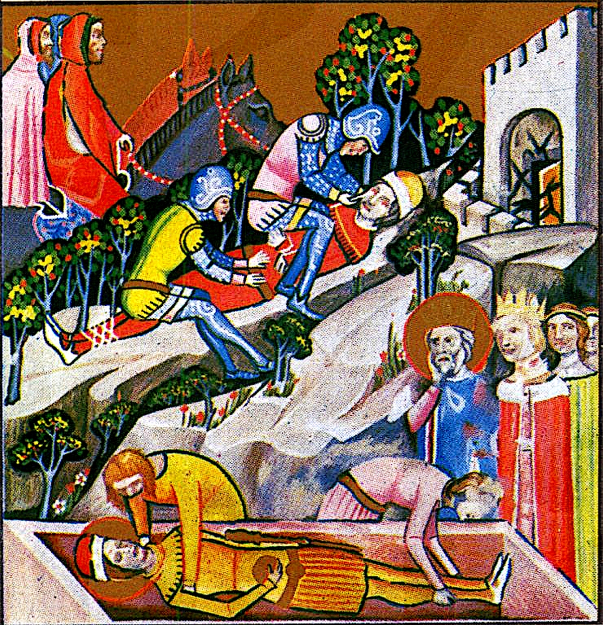 Szent Imre temetése és Vazul megvakítása a Képes Krónikában.